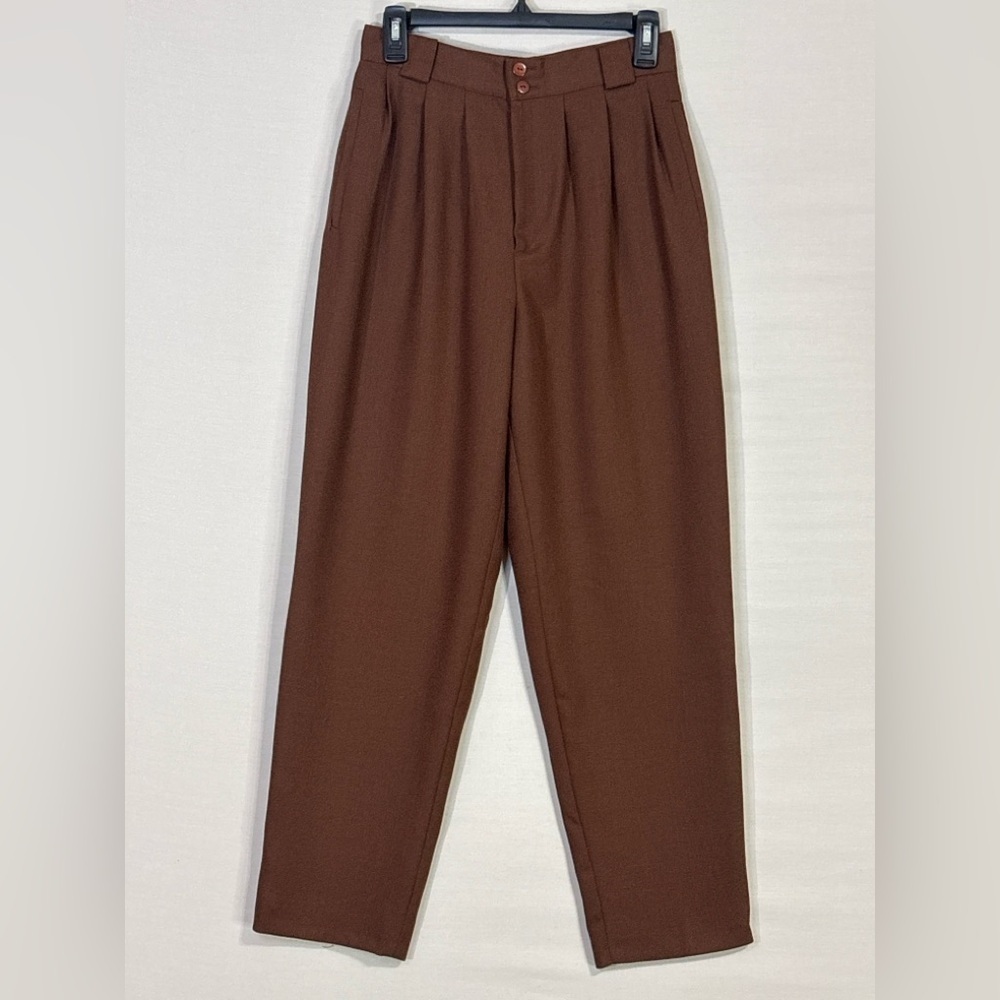 Vintage Giorgio Sant’Angelo 100% Wool Pleated Trousers Brown